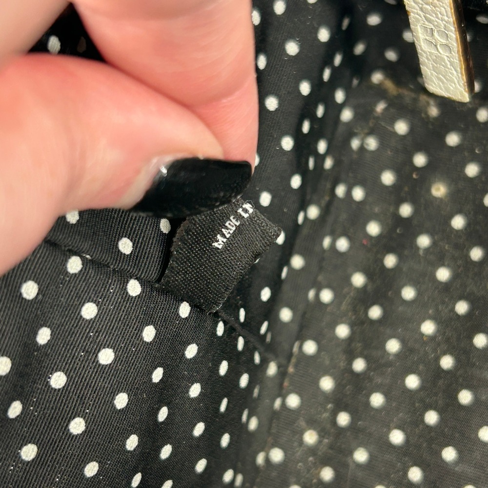 Vintage Kate Spade New York Black Wicker Basket White Leather Bag Polka Dot - Picture 8 of 16